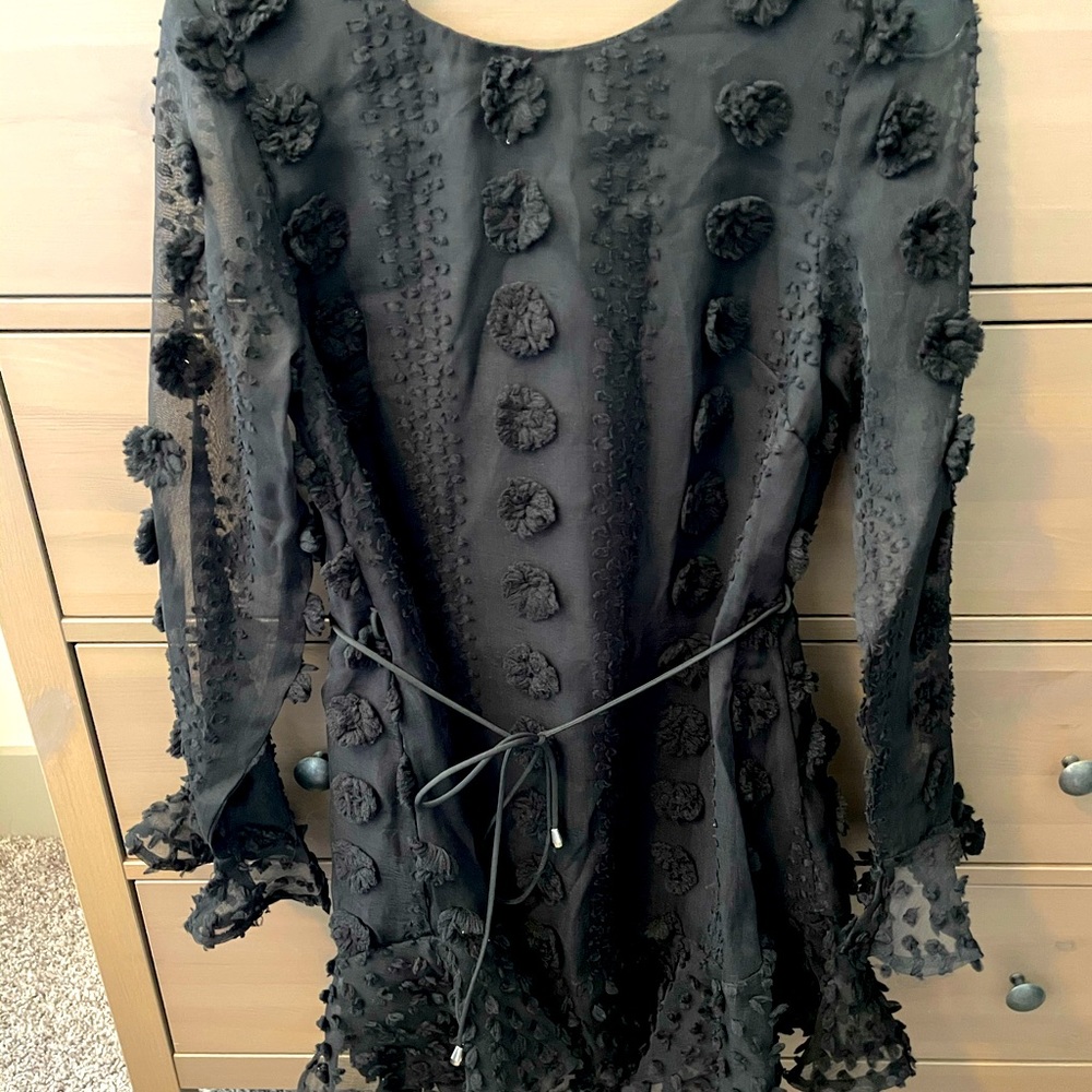 Black polka dot textured boutique dress